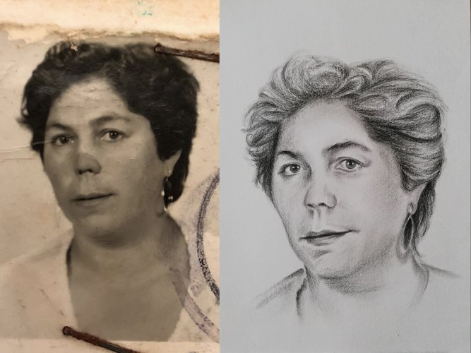 Redrawing a portrait from a photograph