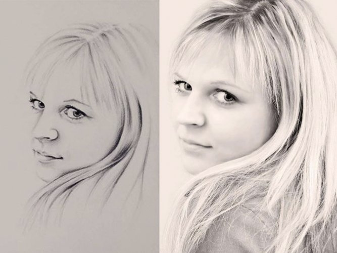 Redrawing a portrait from a photograph
